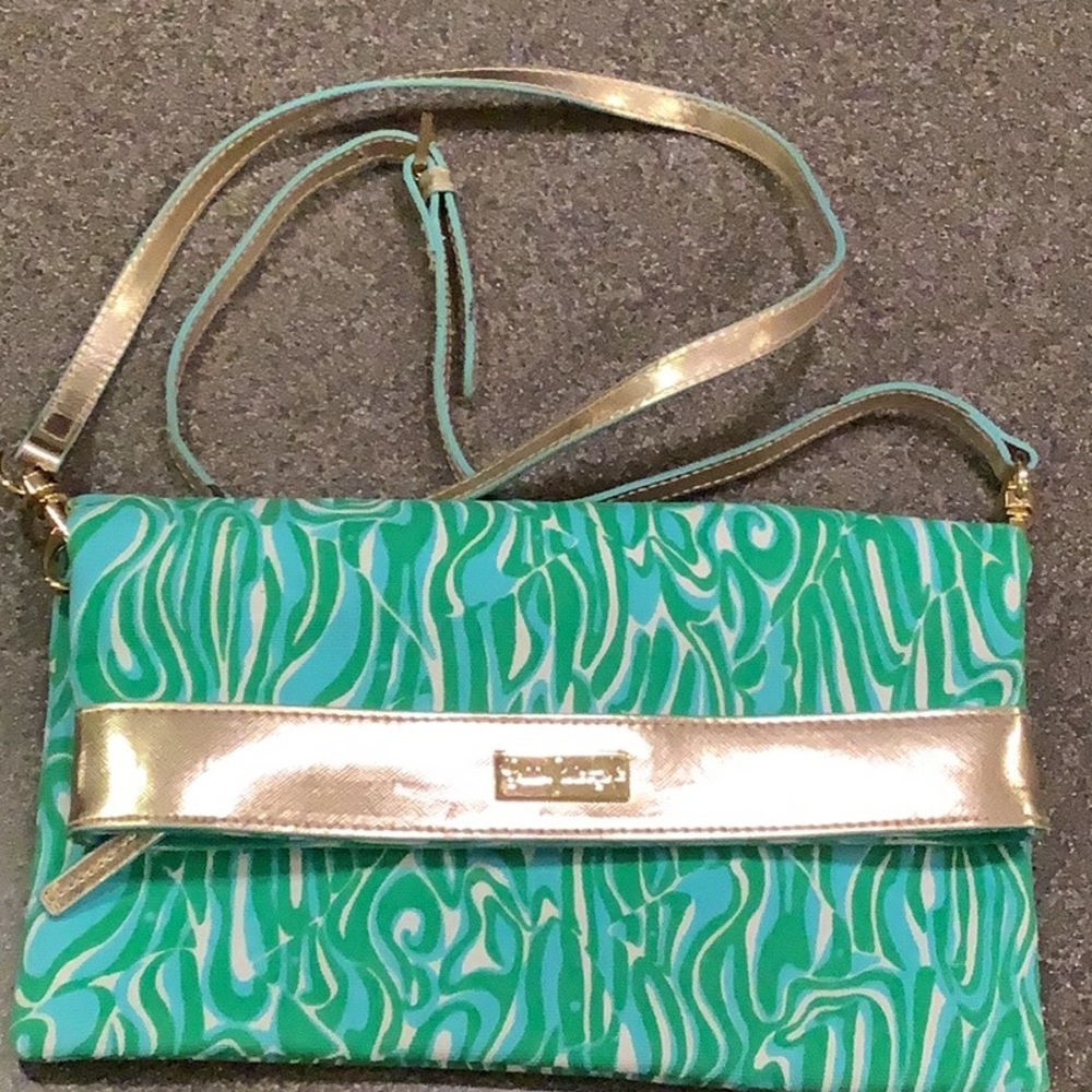Lilly Pulitzer green and gold bag